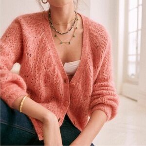 Sezane Joia Pink Cardigan Size XS